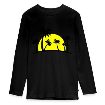 beach palms 2 - Teenager Premium Bio Langarmshirt - Schwarz - Vorne - AI Model Kid Female (0cm)