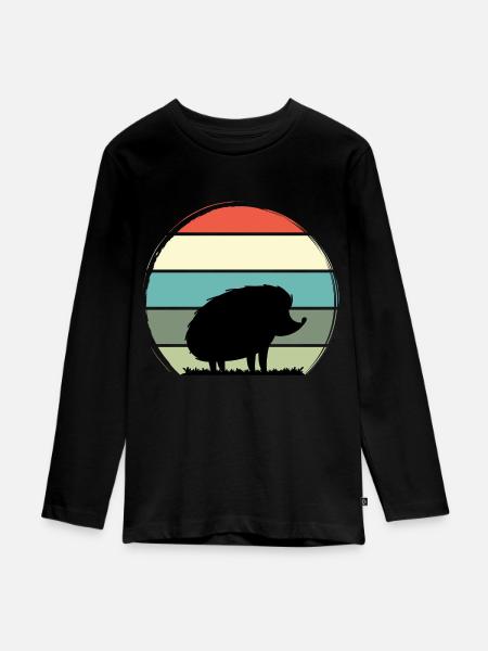 Igel - Teenager Premium Bio Langarmshirt - Schwarz