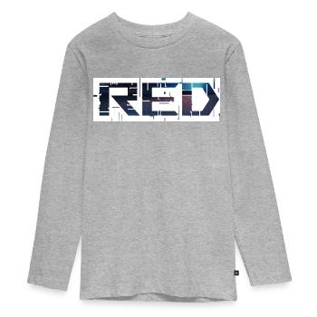 rot - Teenager Premium Bio Langarmshirt - Grau meliert - Vorne