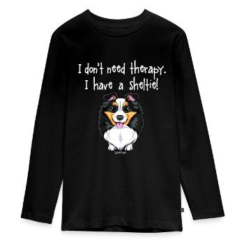 Sheltie Hundetherapie - Teenager Premium Bio Langarmshirt - Schwarz - Vorne - AI Model Kid Female (0cm)