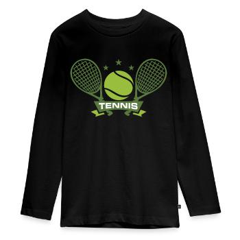 raquette de tennis tennis balle de tennis court de tennis tenn - T-shirt manches longues Premium Ado - noir - Devant - AI Model Kid Female (0cm)