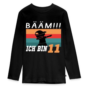 11.Geburtstag Bääm Ich Bin 11 Jahre Geburtstag - Teenager Premium Bio Langarmshirt - Schwarz - Vorne - AI Model Kid Female (0cm)