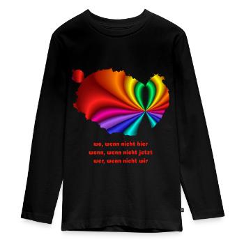wer wenn nicht wir ... Protest, Widerstand, Demon - Teenager Premium Bio Langarmshirt - Schwarz - Vorne - AI Model Kid Female (0cm)