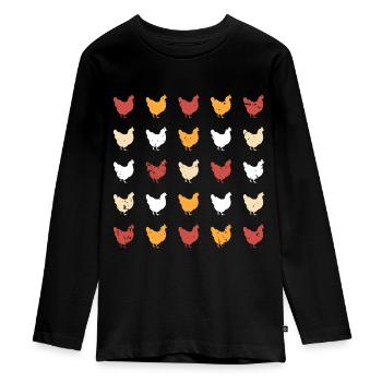 Hühner - Teenager Premium Bio Langarmshirt - Schwarz - Vorne - AI Model Kid Female (0cm)