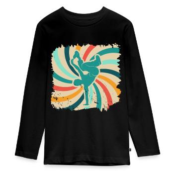 Breakdance - Teenager Premium Bio Langarmshirt - Schwarz - Vorne - AI Model Kid Female (0cm)