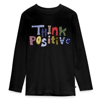 Think Positive - Teenager Premium Organic Long Sleeve Shirt - black - Front - AI Model Kid Female (0cm)