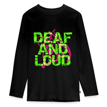 Sourd et bruyant - T-shirt manches longues Premium Ado - noir - Devant - AI Model Kid Female (0cm)