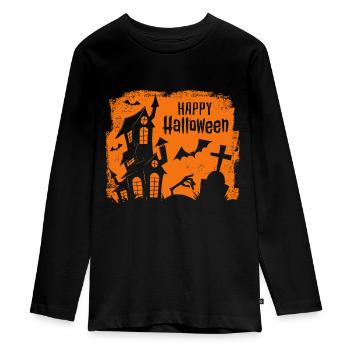 Joyeux Halloween - T-shirt manches longues Premium Ado - noir - Devant - AI Model Kid Female (0cm)