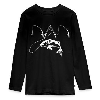 Fishing Dad - Teenager Premium Bio Langarmshirt - Schwarz - Vorne - AI Model Kid Female (0cm)