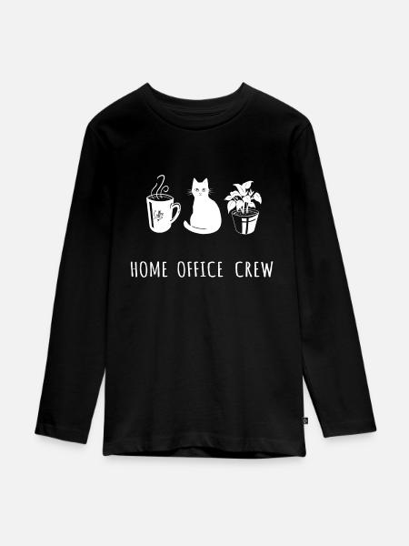Home Office Crew - Teenager Premium Organic Long Sleeve Shirt - black