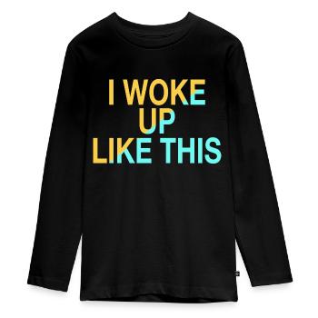 I woke up like this - T-shirt manches longues Premium Ado - noir - Devant - AI Model Kid Female (0cm)