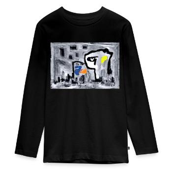 Die Stadt in Abstrakt - - Teenager Premium Bio Langarmshirt - Schwarz - Vorne - AI Model Kid Female (0cm)