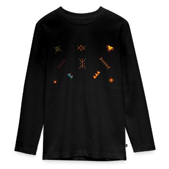 design berbère - T-shirt manches longues Premium Ado - noir - Devant - AI Model Kid Female (0cm)
