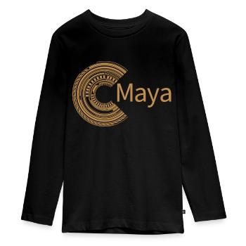 For Maya - Teenager Premium Organic Long Sleeve Shirt - black - Front - AI Model Kid Female (0cm)