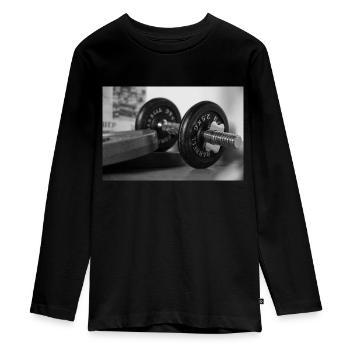 Classic dumbbell - Teenager Premium Bio Langarmshirt - Schwarz - Vorne - AI Model Kid Female (0cm)