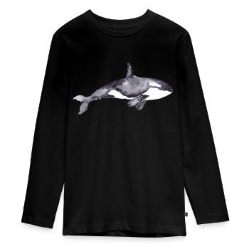 Orca - Teenager Premium Organic Long Sleeve Shirt - black - Front - AI Model Kid Female (0cm)