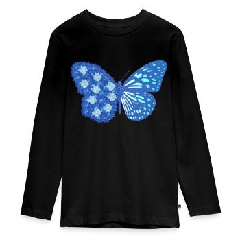 Blühender Schmetterling - Teenager Premium Bio Langarmshirt - Schwarz - Vorne - AI Model Kid Female (0cm)
