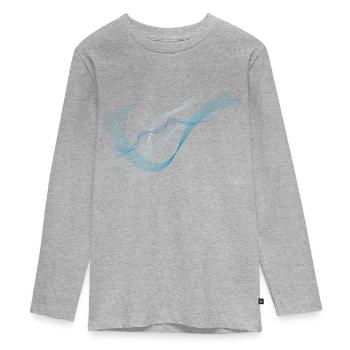 blaue Welle - Teenager Premium Bio Langarmshirt - Grau meliert - Vorne