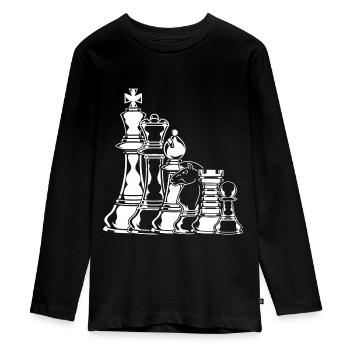 Schachfiguren Hobby Schach - Teenager Premium Bio Langarmshirt - Schwarz - Vorne - AI Model Kid Female (0cm)