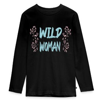 Femme sauvage - T-shirt manches longues Premium Ado - noir - Devant - AI Model Kid Female (0cm)