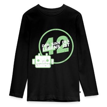 Sinn des Lebens 42 Anhalter Galaxis Fan Geschenk - Teenager Premium Bio Langarmshirt - Schwarz - Vorne - AI Model Kid Female (0cm)