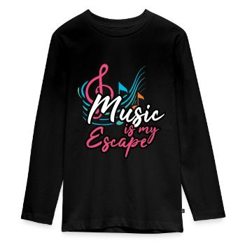 Musik Töne Musikstil hören bunt Noten Party Disko - Teenager Premium Bio Langarmshirt - Schwarz - Vorne - AI Model Kid Female (0cm)