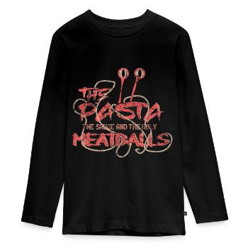 Sauce pour pâtes et boulettes sacrées - T-shirt manches longues Premium Ado - noir - Devant - AI Model Kid Female (0cm)