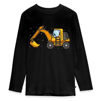 Bagger Kind Geschenk Spielzeug Motiv Baustelle - Teenager Premium Bio Langarmshirt - Schwarz - Vorne - AI Model Kid Female (0cm)