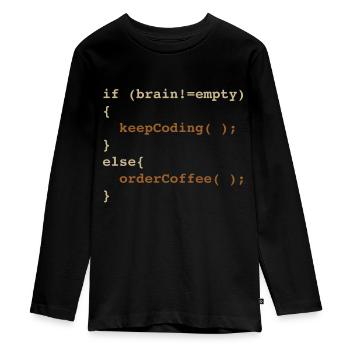 Developer Coffee - Teenager Premium Bio Langarmshirt - Schwarz - Vorne - AI Model Kid Female (0cm)