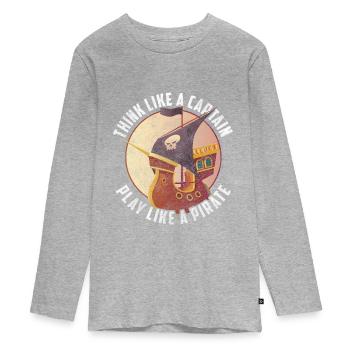 Bateau pirate Chasse au trésor Eye Patch Ship - T-shirt manches longues Premium Ado - gris chiné - Devant