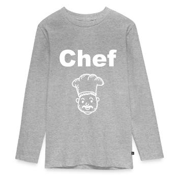 Chefkoch - Teenager Premium Bio Langarmshirt - Grau meliert - Vorne