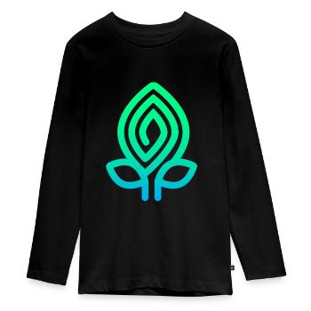 Bud colored blue and green - Teenager Premium Organic Long Sleeve Shirt - black - Front - AI Model Kid Female (0cm)