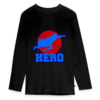 Hero - Teenager Premium Organic Long Sleeve Shirt - black - Front - AI Model Kid Female (0cm)
