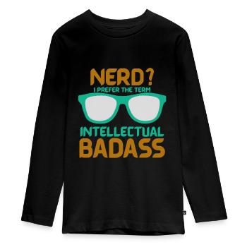 nerd - Teenager Premium Bio Langarmshirt - Schwarz - Vorne - AI Model Kid Female (0cm)