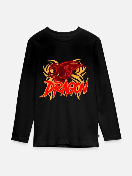 Dragon - Teenager Premium Bio Langarmshirt - Schwarz
