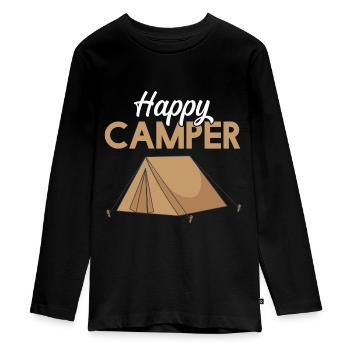 Tente Happy Camper - J'aime le camping - T-shirt manches longues Premium Ado - noir - Devant - AI Model Kid Female (0cm)