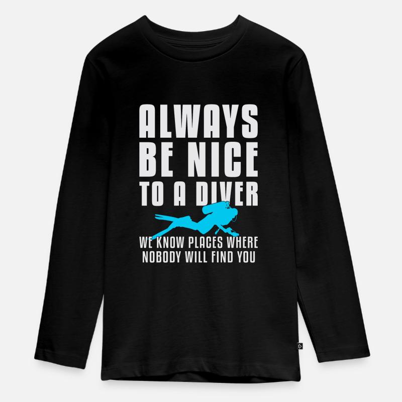 Plongée Plongée Plongeur Mer Eau Idée cadeau - T-shirt manches longues Premium Ado - noir