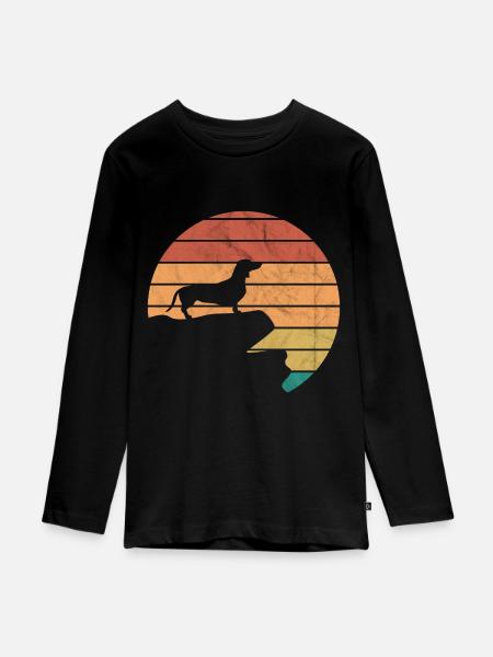 Dackel Dachshund - Teenager Premium Bio Langarmshirt - Schwarz