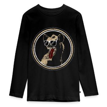 Hyäne Lachen Raubtier - Teenager Premium Bio Langarmshirt - Schwarz - Vorne - AI Model Kid Female (0cm)