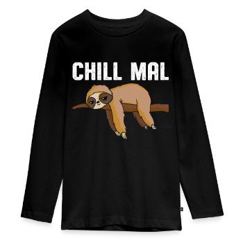 Chill mal Faultier - Teenager Premium Bio Langarmshirt - Schwarz - Vorne - AI Model Kid Female (0cm)