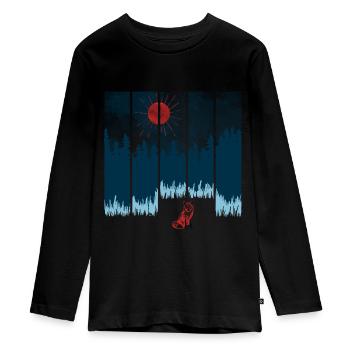 Renard - T-shirt manches longues Premium Ado - noir - Devant - AI Model Kid Female (0cm)