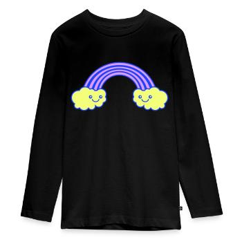 Regenbogen - Teenager Premium Bio Langarmshirt - Schwarz - Vorne - AI Model Kid Female (0cm)
