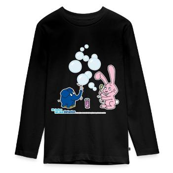Der Elefant und der Hase machen Seifenblasen - Teenager Premium Bio Langarmshirt - Schwarz - Vorne - AI Model Kid Female (0cm)