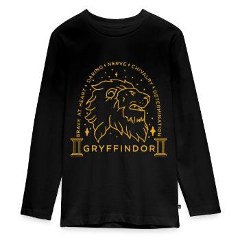 Harry Potter Emblème Gryffindor - T-shirt manches longues Premium Ado - noir - Devant - AI Model Kid Female (0cm)