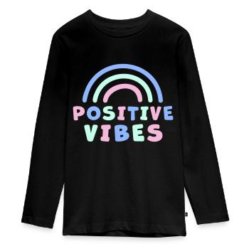 ONDES POSITIVES - T-shirt manches longues Premium Ado - noir - Devant - AI Model Kid Female (0cm)