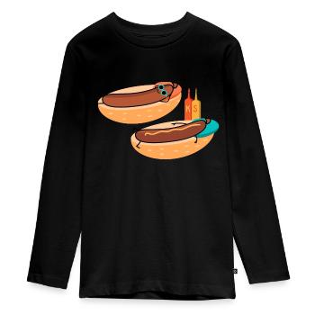 Heiße Würstchen - Teenager Premium Bio Langarmshirt - Schwarz - Vorne - AI Model Kid Female (0cm)