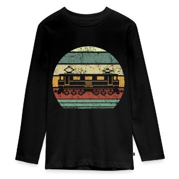 Retro Eisenbahn/Straßenbahn - Teenager Premium Bio Langarmshirt - Schwarz - Vorne - AI Model Kid Female (0cm)