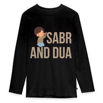 Sabr und Dua /Islam /Muslim Motiv - Teenager Premium Bio Langarmshirt - Schwarz - Vorne - AI Model Kid Female (0cm)