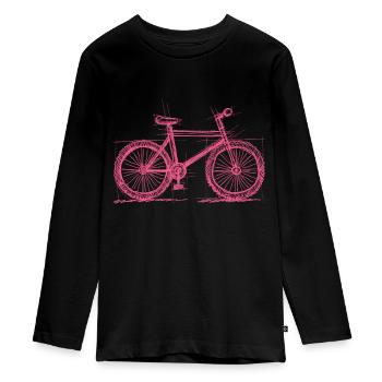 Vélo à croquis Rose - T-shirt manches longues Premium Ado - noir - Devant - AI Model Kid Female (0cm)
