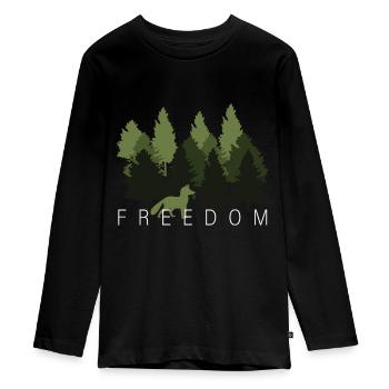 Renard forêt Liberté Sentence - T-shirt manches longues Premium Ado - noir - Devant - AI Model Kid Female (0cm)
